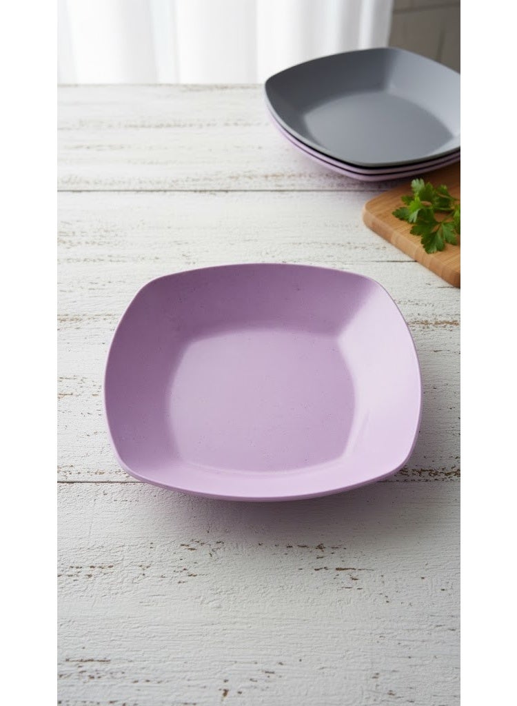 Square Plastic Deep Plate for Pasta & Salad - Unbreakable Serving Bowl with Speckled Design (Granite Look) - Lavender Purple - Image 1